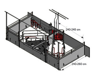 Case de mise bas avec poteaux hauts